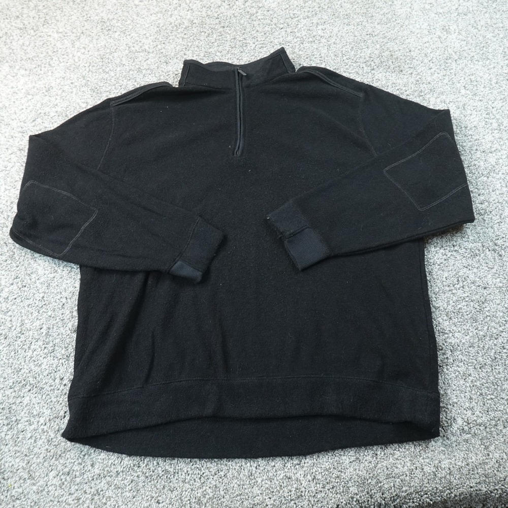 Greg Norman Sweatshirt Mens 2XL Black 1/4 Zip Pullover Mock Neck Golf Sweater